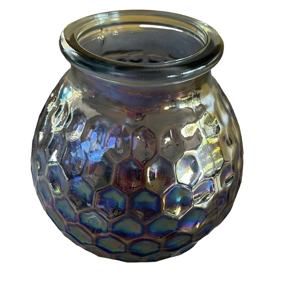 Mid Century Boho Honeycomb Metallic Vtg Art Glass Decor 7